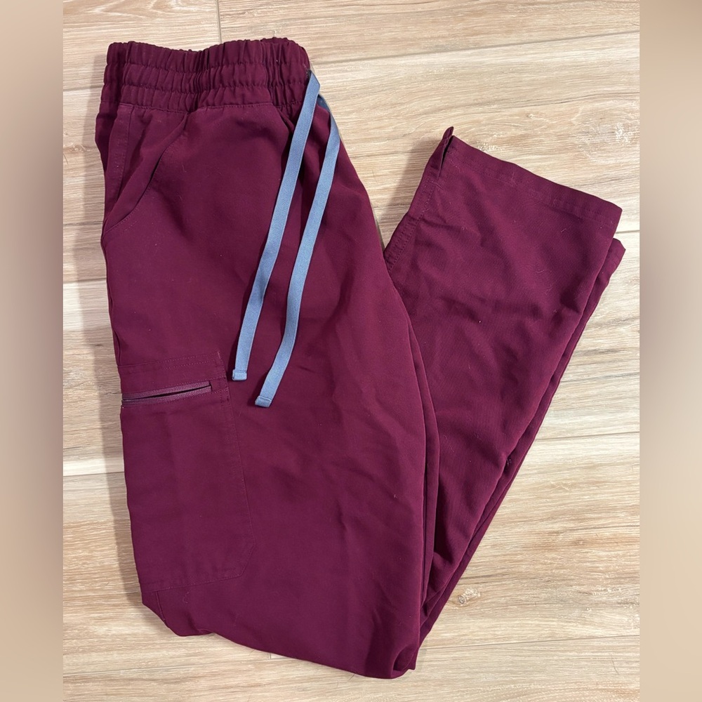 Burgundy High Waisted Yola Skinny Scrub Pants